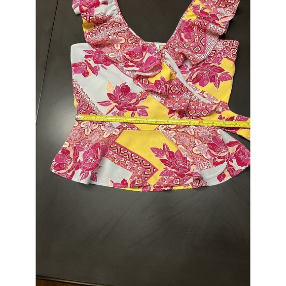 Sofia Jeans by Sofia Vergara floral wrap top blouse medium pink multi - Picture 10 of 12